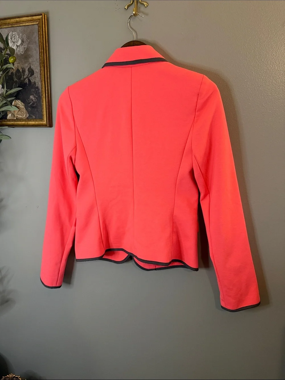 GAP Academy Blazer Neon Pink Coral Contrast Trim Preppy Career Jacket Size 2 - Picture 7 of 7